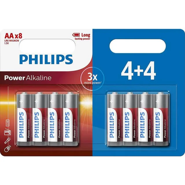 PHILIPS Batteri Alkaliska LR6/AA 8-pack