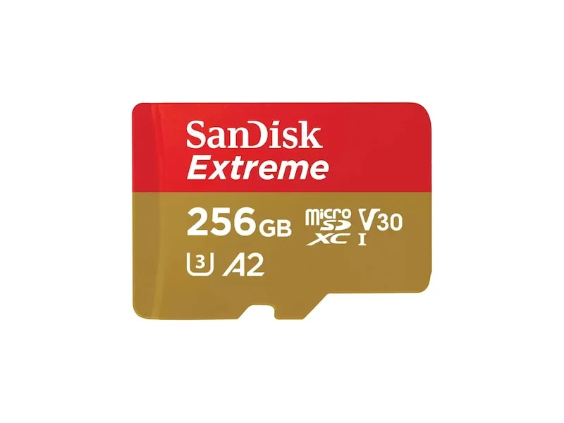 SanDisk Extreme microSDXC-minneskort 256 GB, 190/130 MB/s, UHS-I V30, U3, A2, med SD-adapter