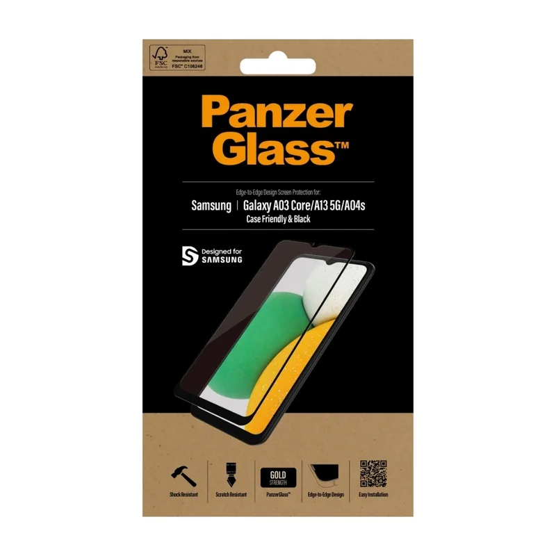 PanzerGlass skärmskydd till Samsung Galaxy A03 Core, A13 5G och A04s, svart