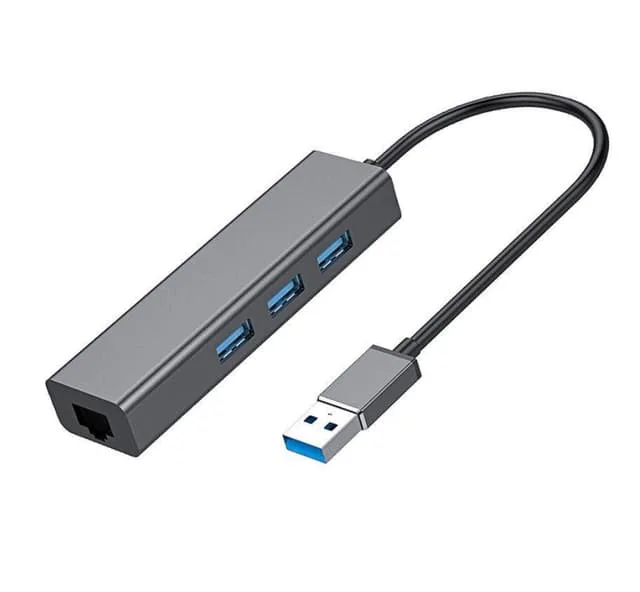 NÖRDIC USB3.1 till Ethernet Giga nätverksadapter med 3xUSB3.1 hubb