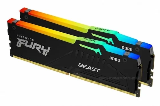 64 GB (2x32GB) DDR5-5600 Kingston FURY Beast Black RGB CL40, XMP