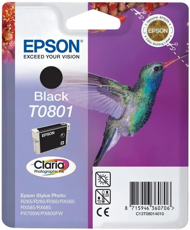 Epson Bläckpatron T0801 Claria Svart