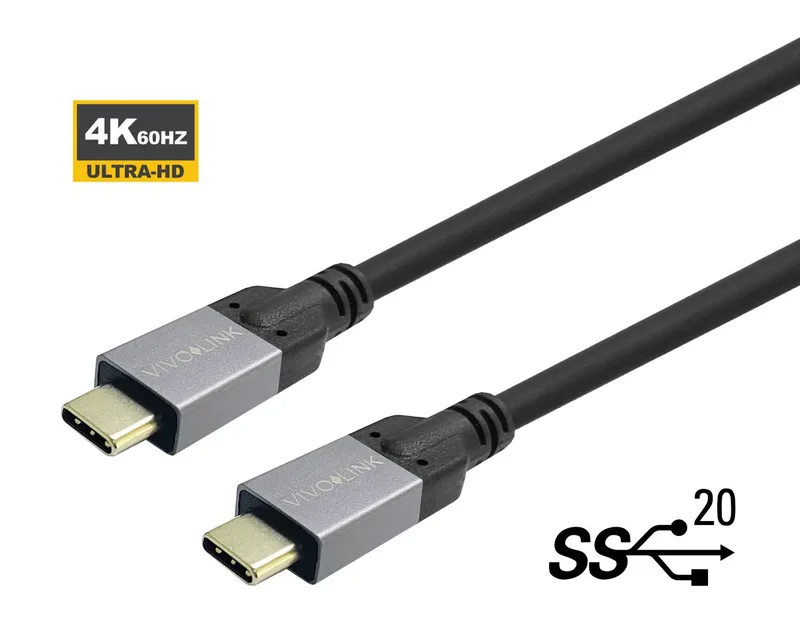 Vivolink USB-C-kabel Gen 2, 20 Gbps, 100 W, 0,5 m, svart