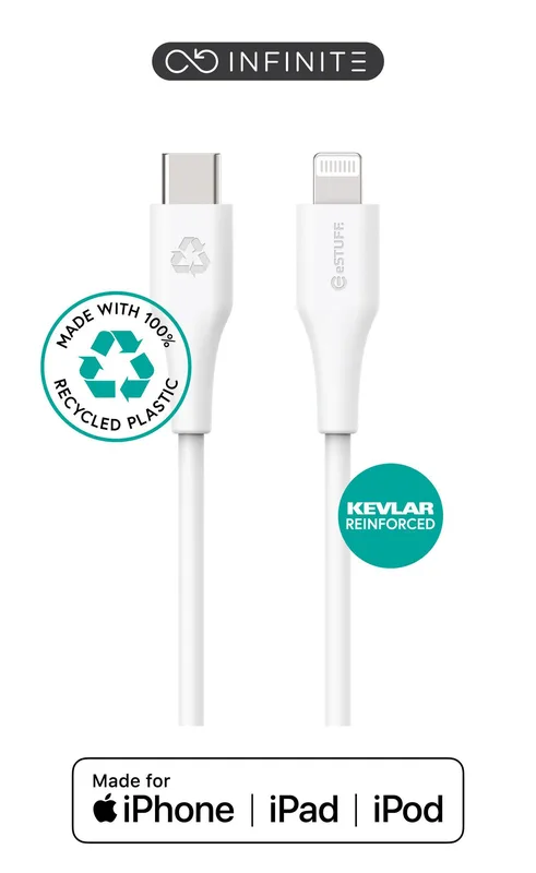 eSTUFF INFINITE Super Soft USB-C till Lightning, MFI, Recycled 1 meter