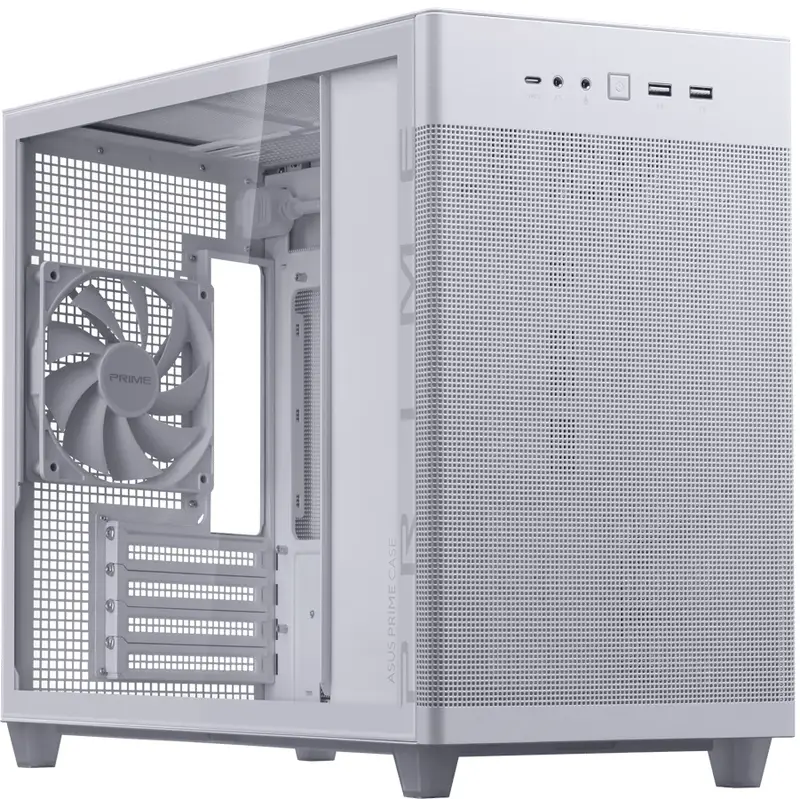 Asus Prime AP201 TG White Edition datorchassi, Micro-ATX