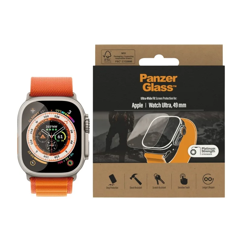 PanzerGlass skärmskydd för Apple Watch Ultra/Ultra 2, transparent