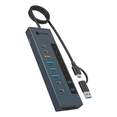 ICY BOX IB-HUB1742CR-C2PD USB-C-hubb med kortläsare, 6 portar