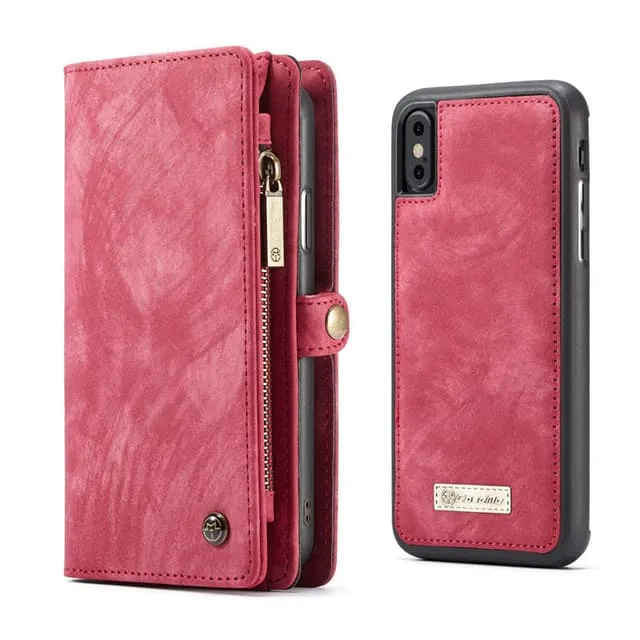 CaseMe till iPhone X / XS Retro Split läder plånboksfodral