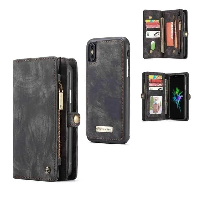CaseMe iPhone X / XS Retro Split läder plånboksfodral