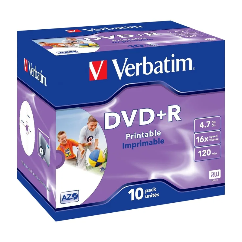 Verbatim DVD+R 4,7 GB, 10-pack, utskrivbara