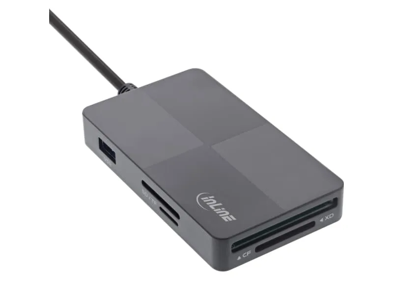 InLine 66772F kortläsare, USB, grå, 0,3 m