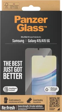 PanzerGlass skärmskydd för Samsung Galaxy A15, transparent