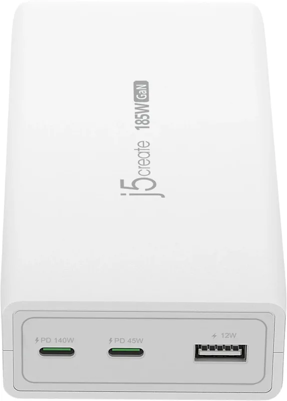 j5create 185 W GaN PD 3.1-laddare, 2 USB-C och 1 USB-A