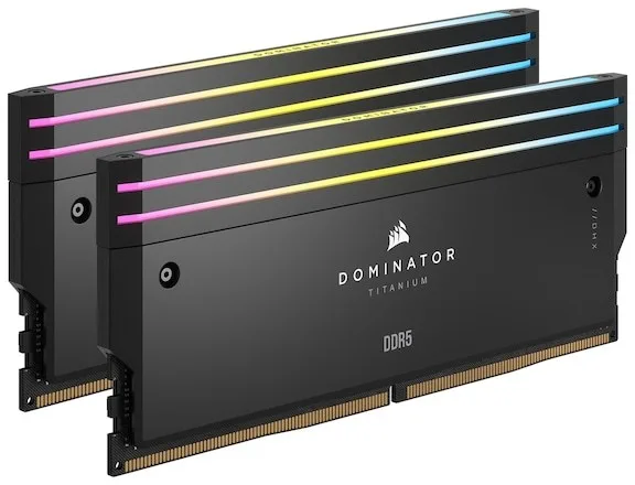 64 GB (4x16GB) DDR5-6000 Corsair Dominator Titanium RGB CL36, Intel XMP