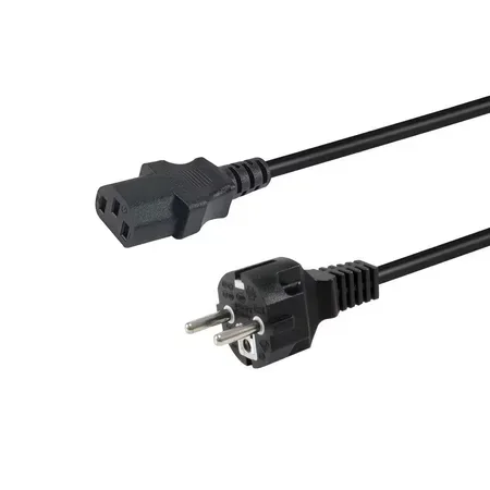Equip strömkabel C18 till Schuko, 3 m, svart