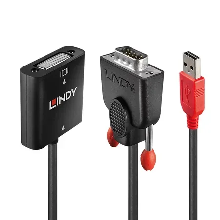 Lindy 38184 videoadapter 0,2 m DVI-D till VGA + USB svart och orange