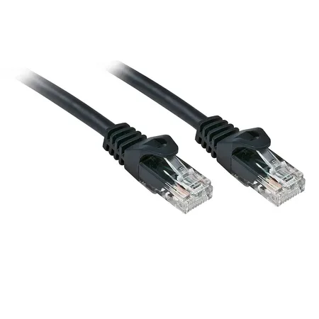 LINDY 48191 RJ45 Nätverkkabel, Patchkabel CAT 6 U/UTP 0.50 m Svart med låsskydd 1 st