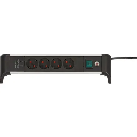 Brennenstuhl ALU-Office-Line grenuttag 4 uttag 1,8 m med USB