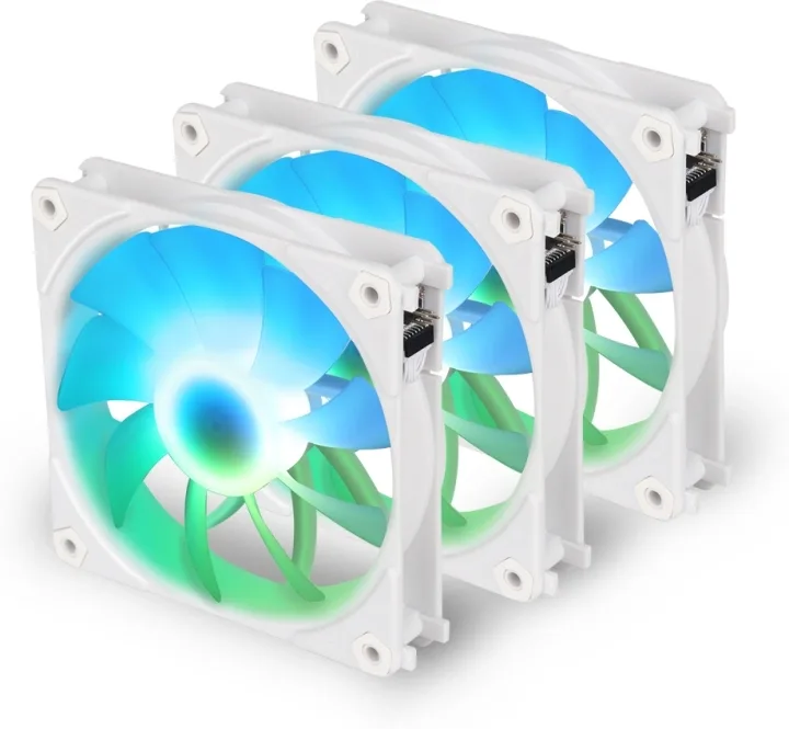 Blackstorm Luna UF120 ARGB PWM fläktpaket, vit, 120 mm, 3 st