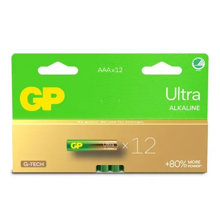 GP Ultra Alkaline AAA-batteri, LR03, 1,5 V, 12-pack