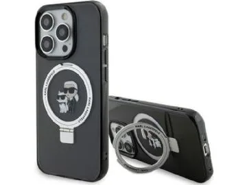 Karl Lagerfeld KLHMP15LHMRSKCK iPhone 15 Pro 6.1" svart/svart Karl&amp;Choupette MagSafe hårt fodral ring stativ