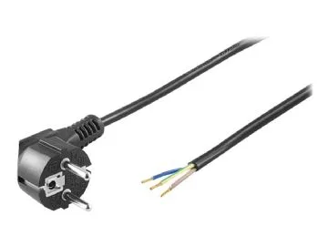 goobay - Strömkabel - CEE 7/7 (hane) vinklad till oisolerad tråd - AC 250 V - 10 A - 2 m - svart