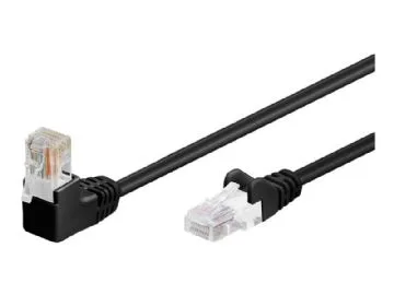 Patchkabel CAT 5e, 1x 90° vinklad, U/UTP, svart, 2 m