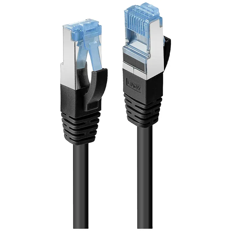 LINDY 47177 RJ45 Nätverkkabel, Patchkabel CAT 6 S/FTP 1.00 m Svart med låsskydd 1 st