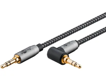 Audio Connection Cable AUX, 3.5 mm Stereo, 90°, 1 m, Sharkskin Grey
