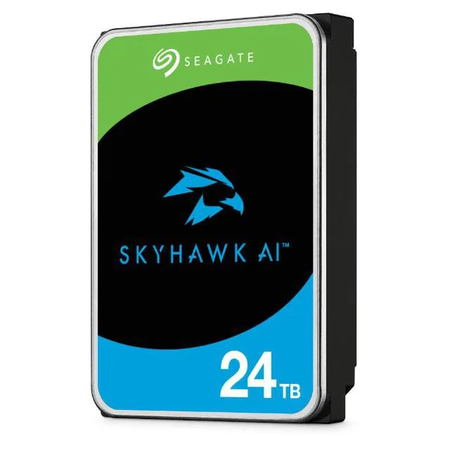 24 TB Seagate Skyhawk AI, 7200 rpm, 512 MB cache, SATA3, Surveillance med 3 års Seagate Rescue Data Recovery
