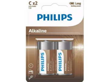 PHILIPS batteriteknik alkaliskt C 2-pack