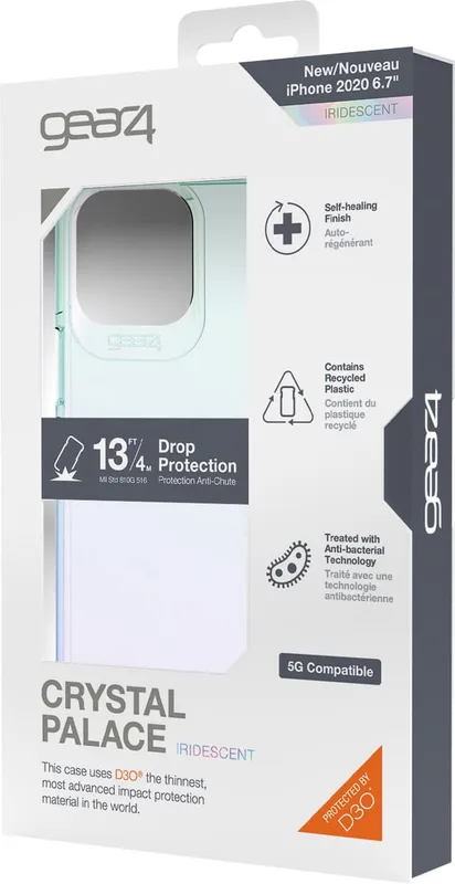 GEAR4 D3O Crystal Palace-fodral, iPhone 12 / 12 Pro, transparent