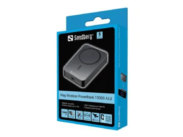 Sandberg 1000 ALU Trådlös powerbank Li 10000 mAh 38.5 Wh 20 Watt 3 A USB-C