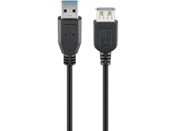 USB-A-förlängningskabel, 2 m, svart