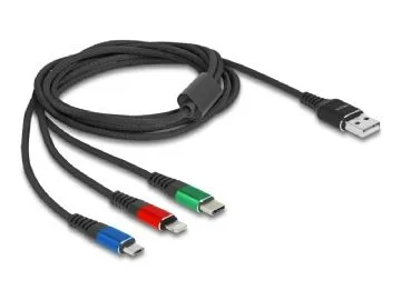 Delock - Strömkabel - USB till USB-C/Lightning/Micro-USB