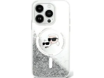 Karl Lagerfeld Mobilskal till iPhone 16 Pro MagSafe Glitter Karl&Choupette Head
