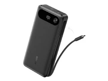 Anker - Powerbank - inbyggd USB-C-kabel - 20000 mAh - 87 Watt - IQ 3.0 - 3 utgångskontakter (2 x USB-C, USB)