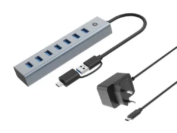 CONCEPTRONIC USB-Hub 7-Port 3.0 ->7x3.0 5Gbps ink PW.Adapter