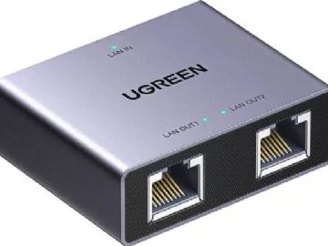 Ugreen Skärmad nätverkssplitter RJ45 -> 2xRJ45 (8P8C) Gigabit, grå