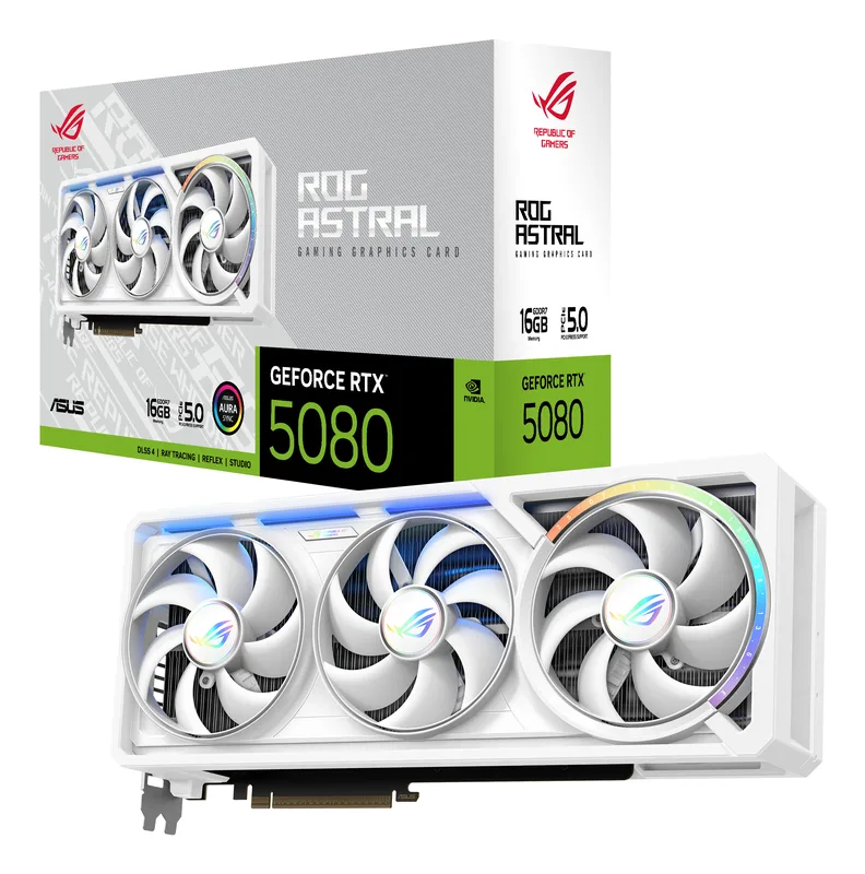Asus GeForce RTX 5080 ROG Astral White 16 GB GDDR7, 2xHDMI/3xDP, Aura Sync ARGB