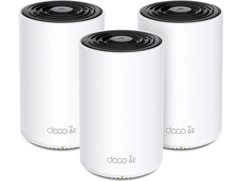Trådlös router TP-Link Deco XE75, WiFi 6E AXE5400, Tri-Band, 3xGigaLAN, 3-pack
