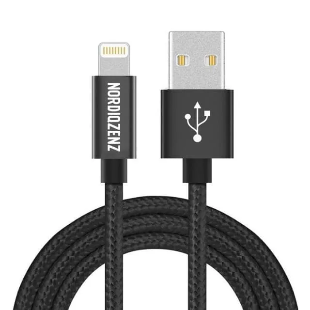 NORDIQZENZ Lightning Textilkabel, 2m, Svart