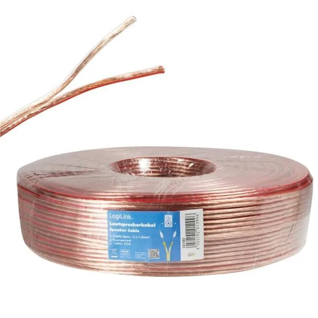 LogiLink Högtalarkabel 2x1,5 mm² 100m Transparent