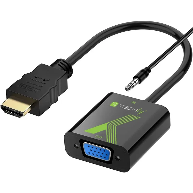 Techly HDMI - VGA+3.5mm M/F 0,15 m Svart