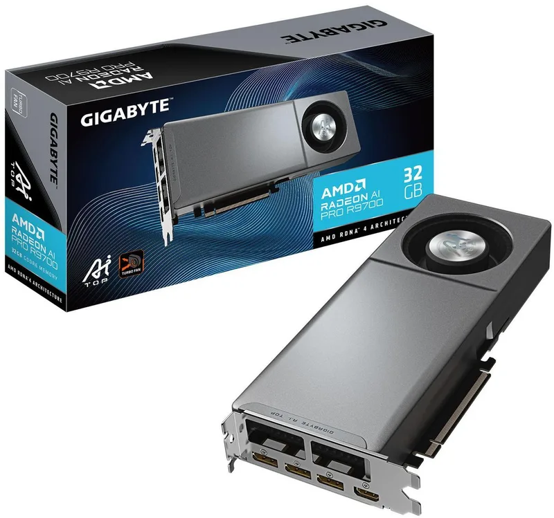 Gigabyte Radeon Pro 9700 AI TOP grafikkort, 32 GB GDDR6