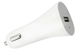 Billaddare med USB uttag, 1A, Vit