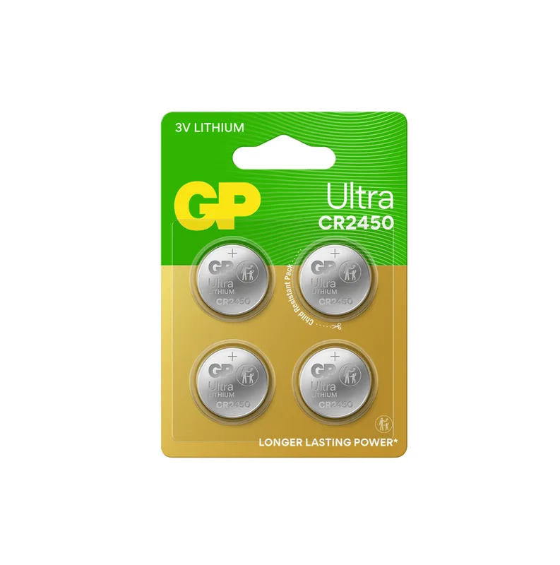 GP Batteries GP Ultra lithium-knappcell CR2450, 3V, 4-pack