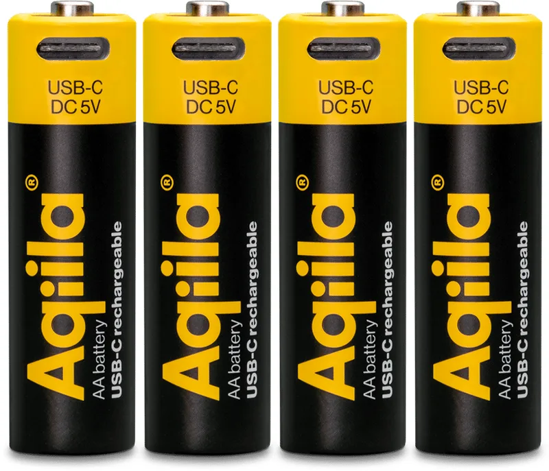 Aqiila USB-C uppladdningsbara AA-batterier 2000 mAh 4-pack