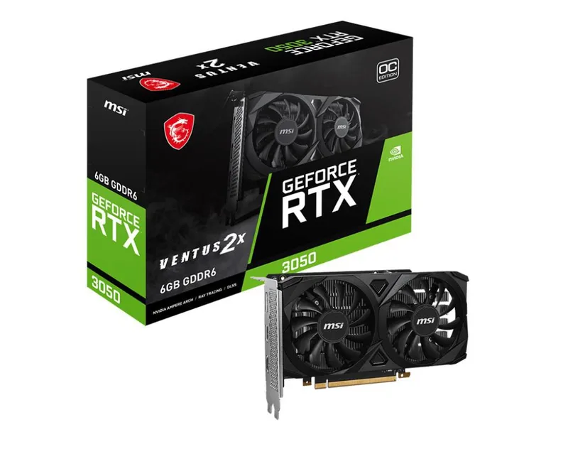 MSI GeForce RTX 3050 Ventus 2X OC 6 GB GDDR6, 2xHDMI/DP