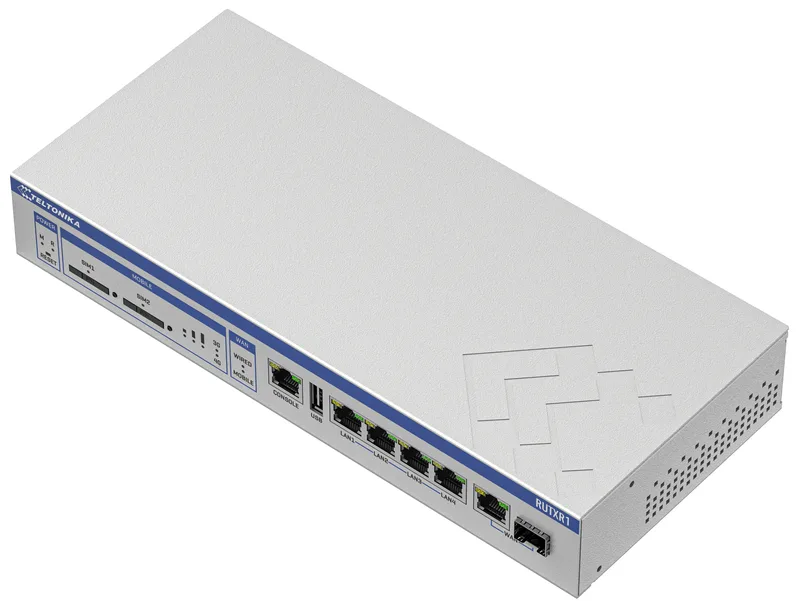 Trådlös 4G-router Teltonika RUTXR1, WiFi 5 Wave2, SFP, Bluetooth, Dual SIM, rackmonteringsbar